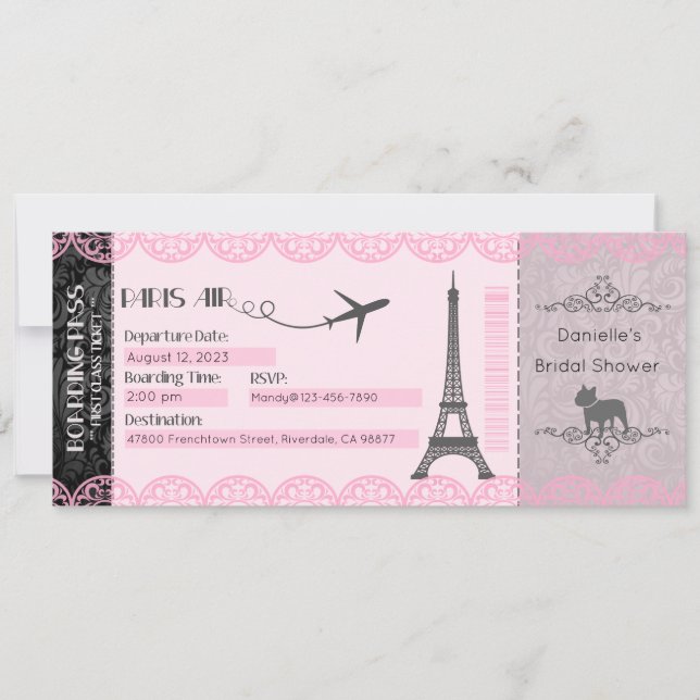 Invitación a París, Invitación con tema de París,  (Anverso)