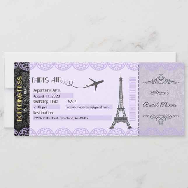 Invitación a París, Invitación con tema de París (Anverso)