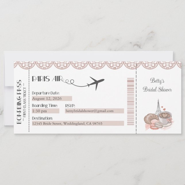 Invitación a París, Invitación de fiesta temática  (Anverso)