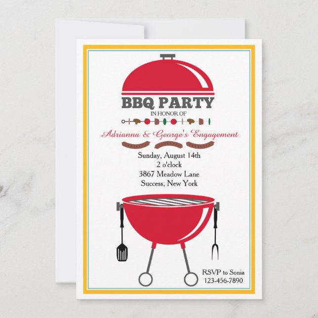 Invitación a parrillada de barbacoa (Anverso)