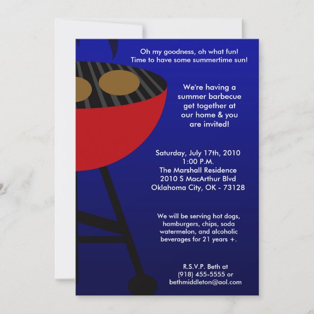 Invitación a parrilladas de verano Kingof Grill Ma (Anverso)