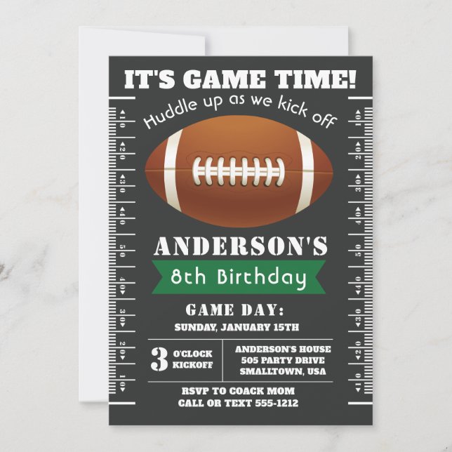 Invitación a partido de fútbol en verde (Anverso)