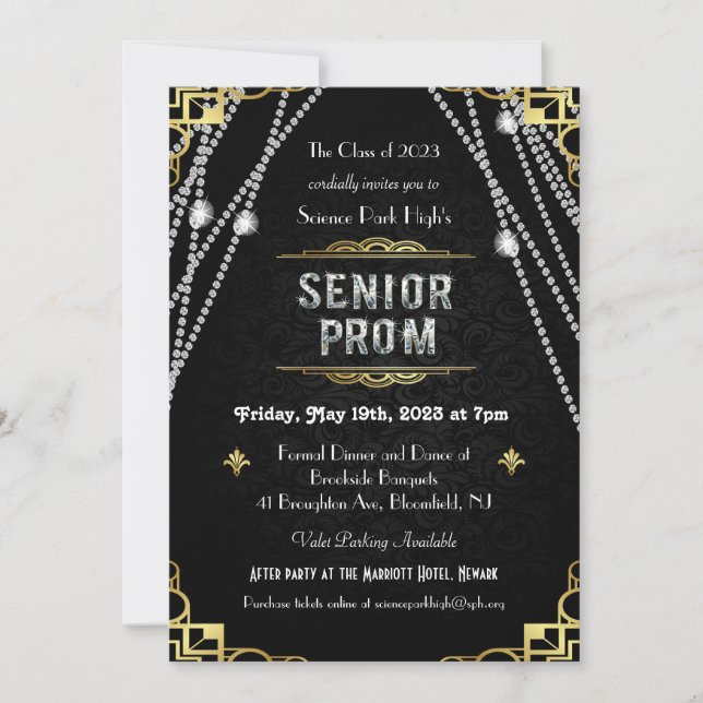 Invitación a partir del Art Deco Senior Prom de lo (Anverso)