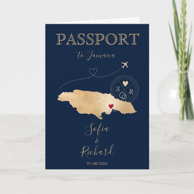 Invitación a pasaporte de Boda de Jamaica (Anverso)