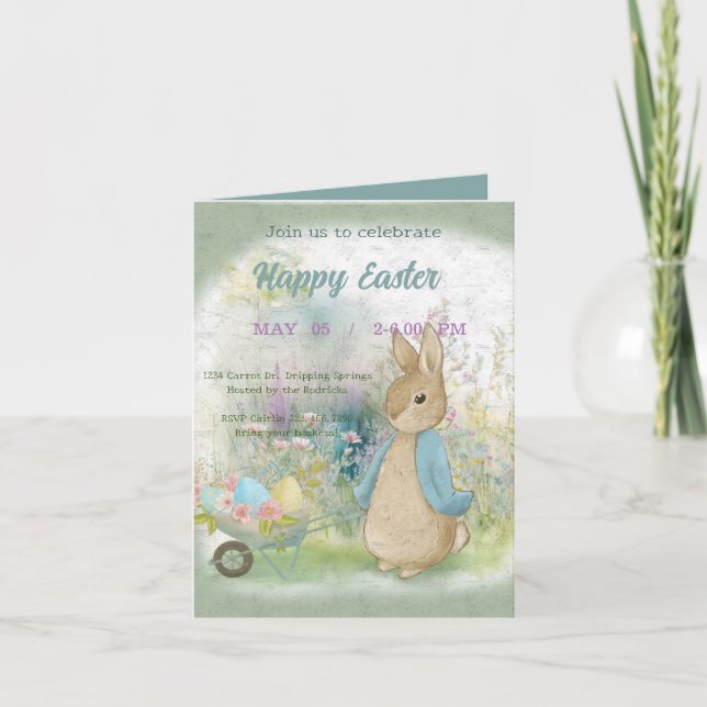 invitación a Pascua con Peter Rabbit (Anverso)