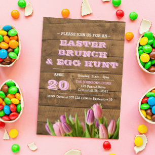 Invitación a Pascua de Tulipanes y Barnwood