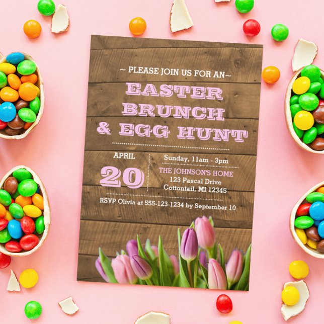 Invitación a Pascua de Tulipanes y Barnwood (Subido por el creador)