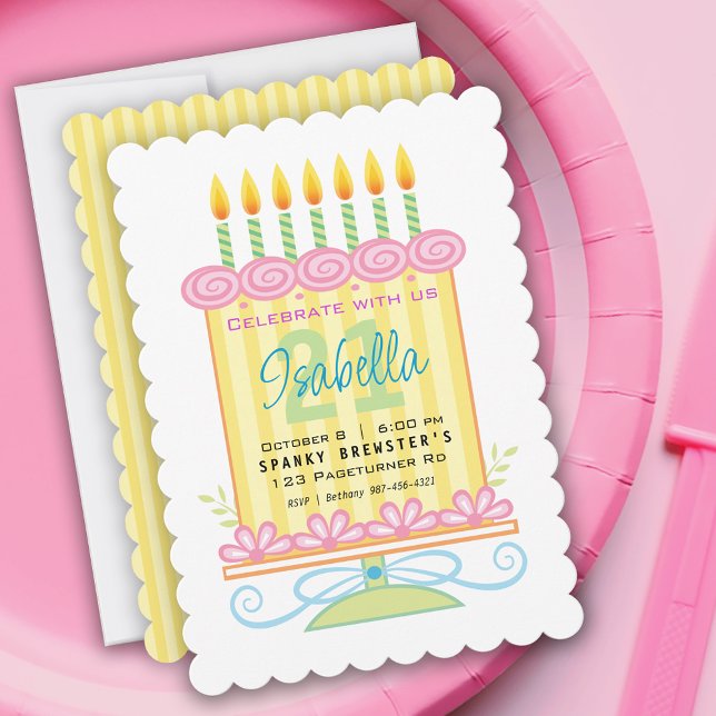Invitación a pastel de Bonito brillante de cumplea (Subido por el creador)