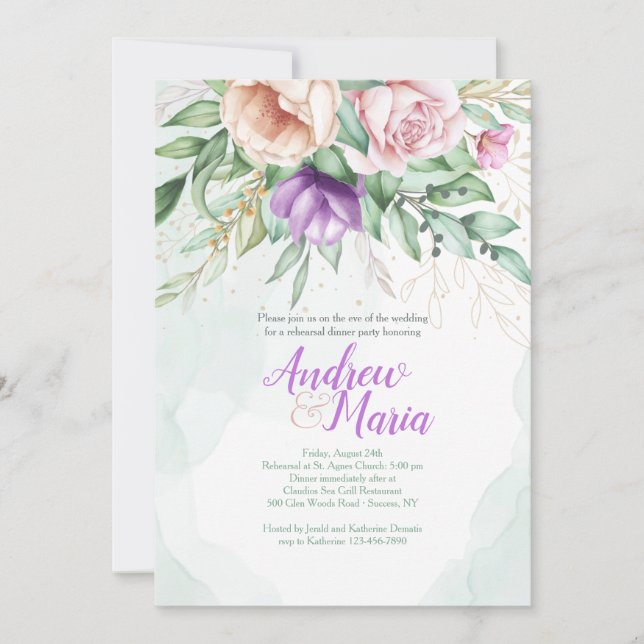 Invitación a Pastel Floral (Anverso)