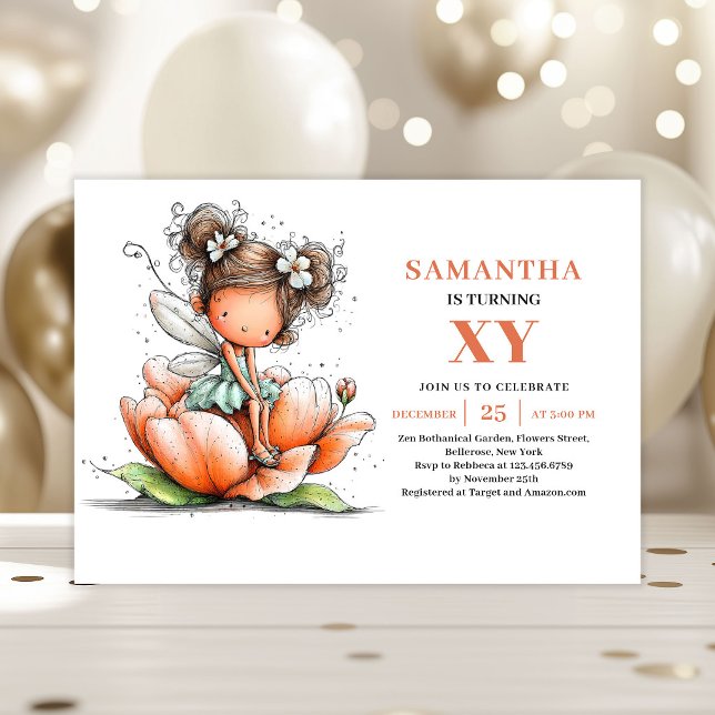 Invitación a pastel mágico del 1er cumpleaños de F (Fairy Girl 1st Birthday Magical Pastel invitation)