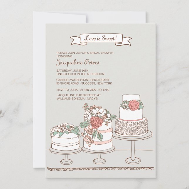 Invitación a pasteles bodas (Anverso)
