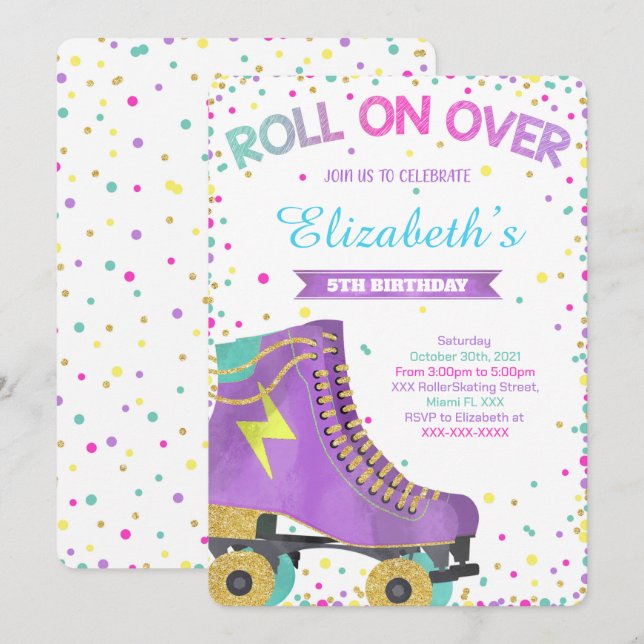 Invitación a patinaje, Invitación de cumpleaños (Anverso / Reverso)