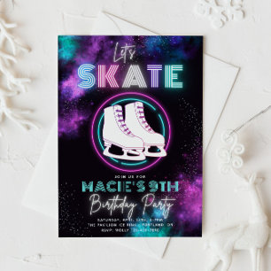 Invitación a patinar sobre hielo en neón   Cumplea
