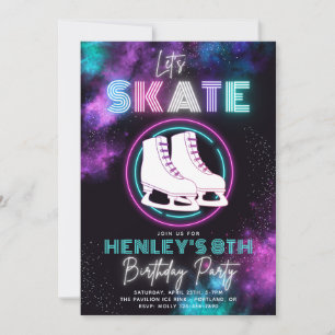 Invitación a patinar sobre hielo en neón   Cumplea