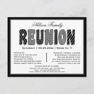 Invitación a patrón B/W de reunión de familia o cl