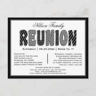Invitación a patrón B/W de reunión de familia o cl