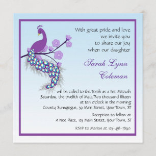 Invitación a Peacock Bat Mitzvah