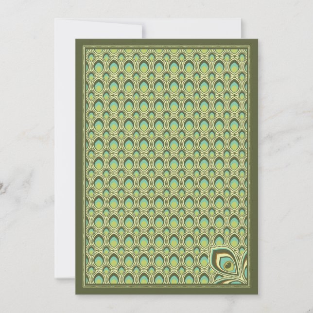 Invitación a Peacock Nouveau (verde oliva) (Anverso)
