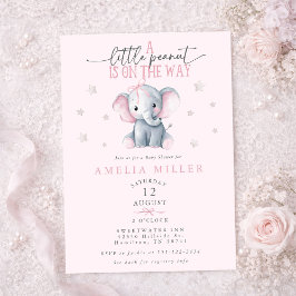 Invitación A Peanut on the Way Elephant Pink Baby Shower