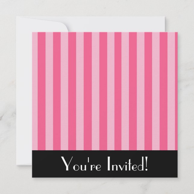 Invitación a pequeñas franjas rosadas (Anverso)