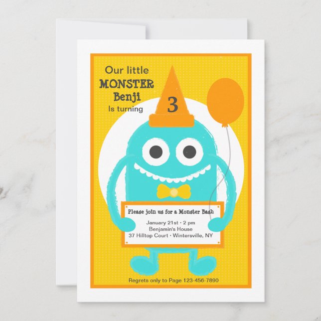 Invitación a pequeños monstruos (Anverso)