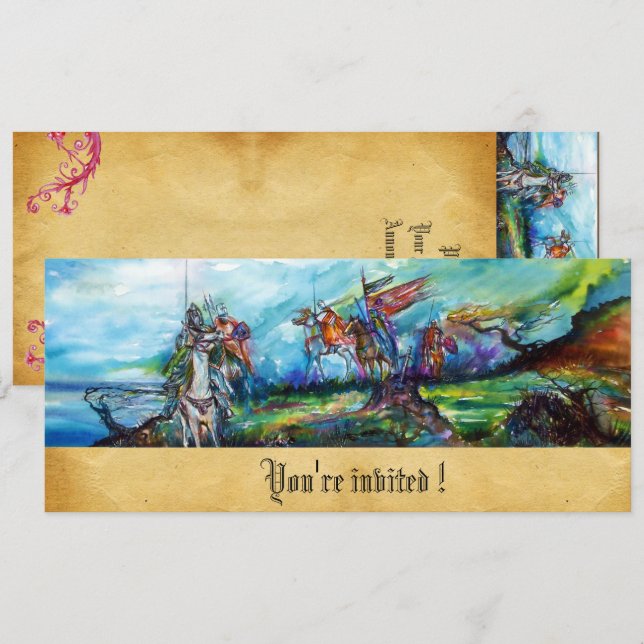 Invitación a pergamino de caballos de los caballer (Anverso / Reverso)