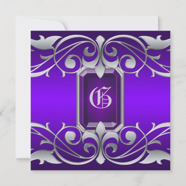 Invitación a pergamino de joyas púrpura de la Gran (Anverso)