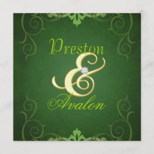 Invitación a pergamino de oro de texto verde Nobel