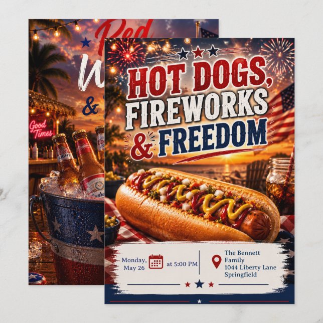 Invitación a Perros Calientes, Fuegos Artificiales (Anverso / Reverso)