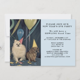 Invitación a perros Fiestas de Nochevieja y globos
