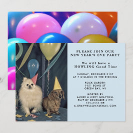 Invitación a perros Fiestas de Nochevieja y globos
