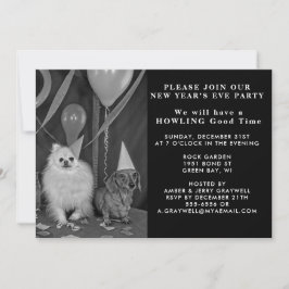 Invitación a perros Fiestas de Nochevieja y globos
