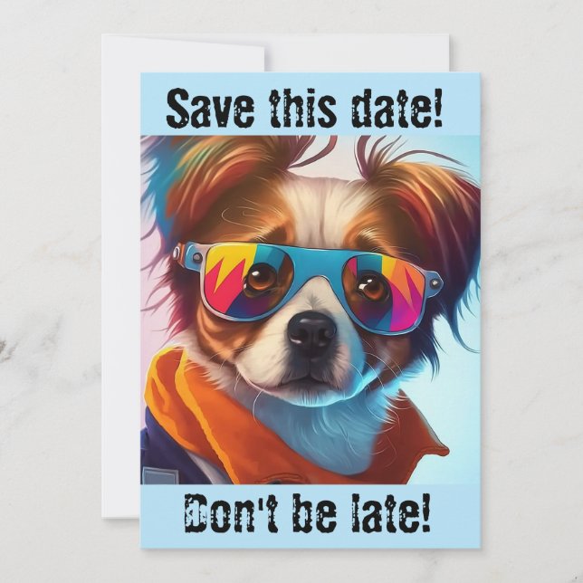 Invitación a perros Groovy con gafas de sol (Anverso)