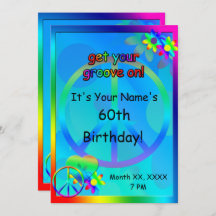 Invitación a Personalizado de cumpleaños Hippie
