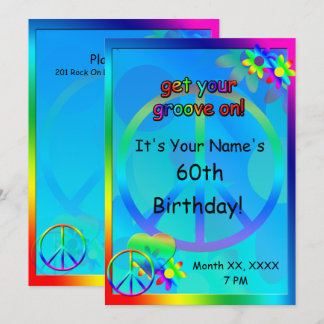 Invitación a Personalizado de cumpleaños Hippie