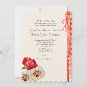 Invitación a Personalizado de Rosa Roja y Peonies
