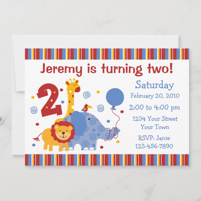 Invitación a Personalizado de segundo cumpleaños d (Anverso)
