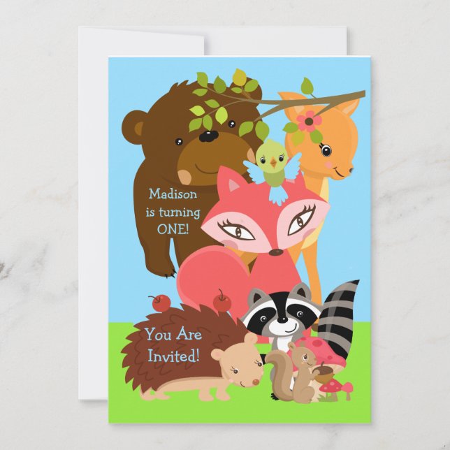 Invitación a Personalizado de Woodland Friends For (Anverso)