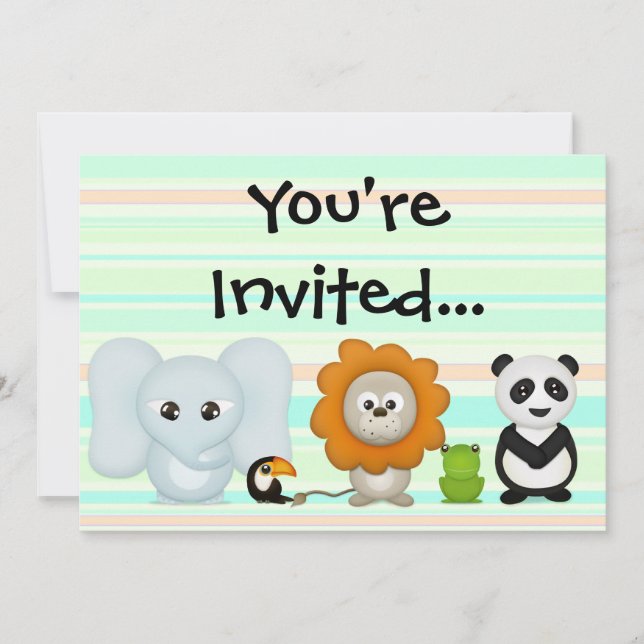 Invitación a Personalizados, animales para bebés o (Anverso)