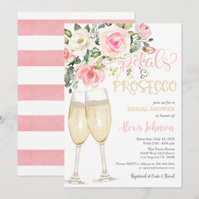Invitación a Petals y Prosecco (Anverso / Reverso)