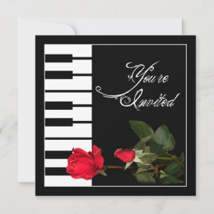 Invitación a Piano Keys/Roses rojos