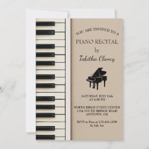 Invitación a Piano Recital con Diseño de Teclado