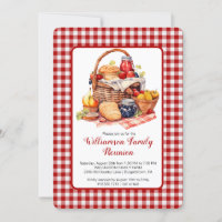 Invitación a picnic de Check Blanco Rojo Reunión F