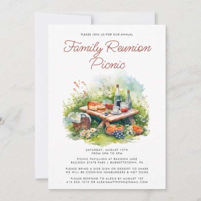 Invitación a picnic de la Reunión de la Familia de (Anverso)
