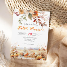 Invitación a picnic de otoño con calabaza