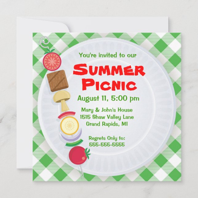 Invitación a picnic de verano (Anverso)