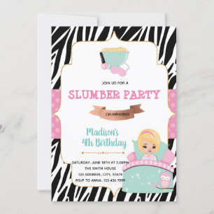 Invitación a pijamada fiesta de sueño