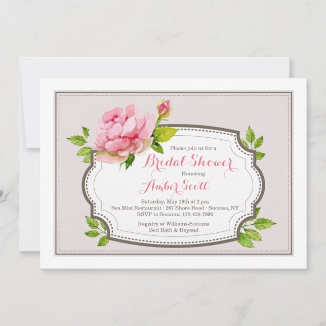 Invitación a Pink Peony (Anverso)