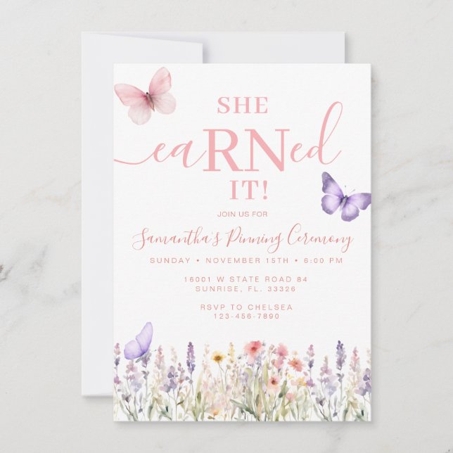 Invitación a Pinning de Graduación de Flor Silvest (Anverso)
