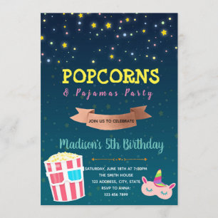 Invitación a pipcorn y pijamas